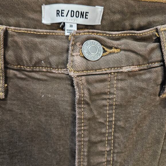 Re/Done Women's 70s Stove Pipe Crop Jeans Button Fly Raw Hem Brown Size 30 - Picture 6 of 12